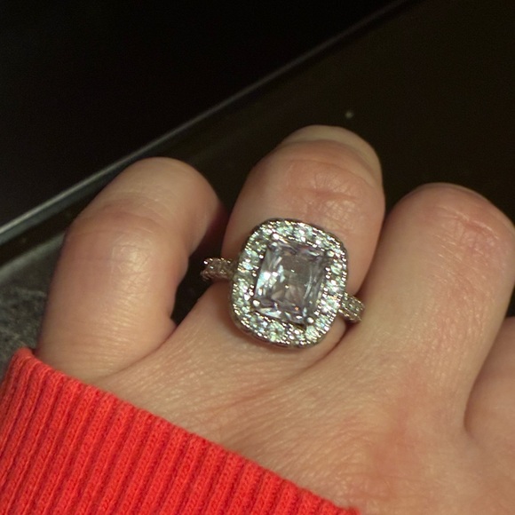 Radiant Silver and White Crystal Ring main image 14